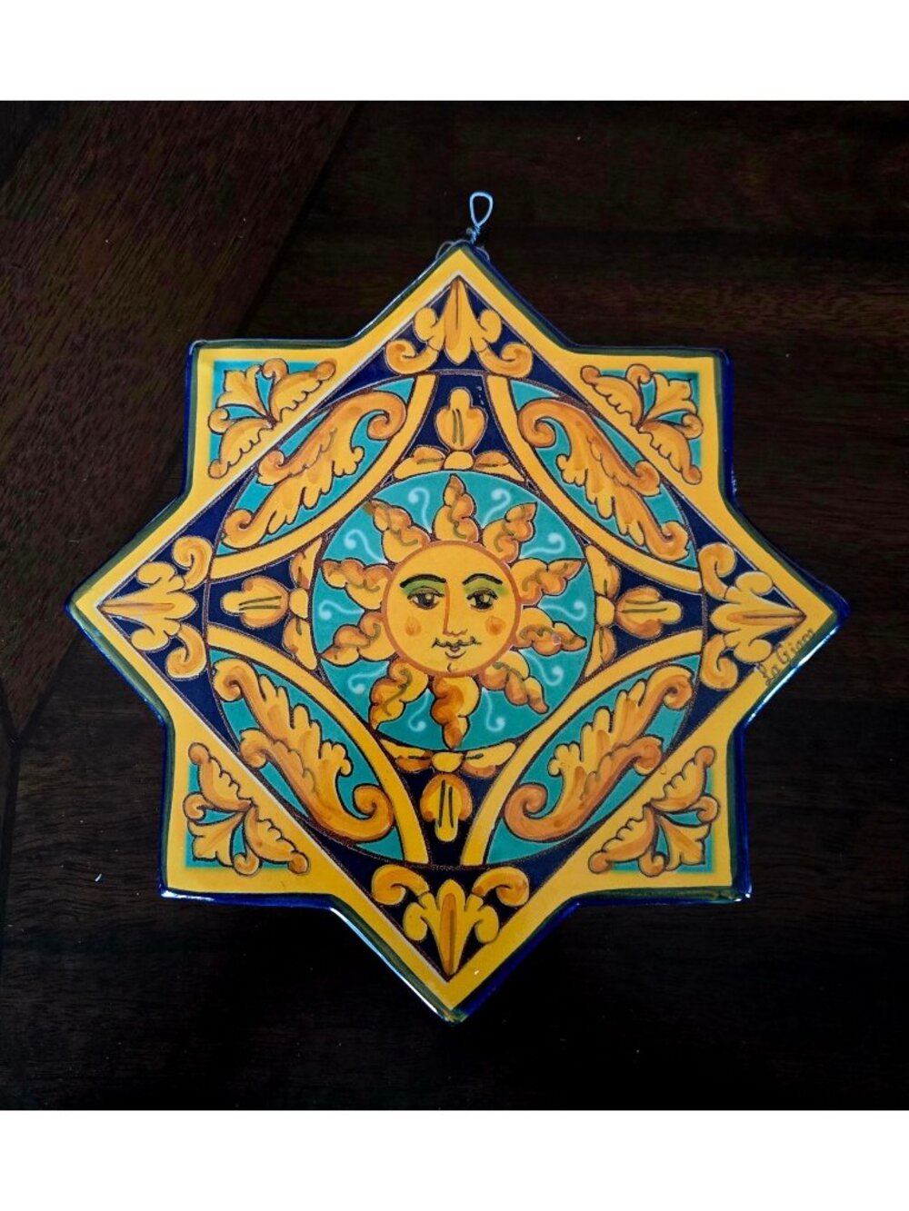 Cottura La Giara Pottery Star Celestial Shaped Sun Terracotta Wall Plaque